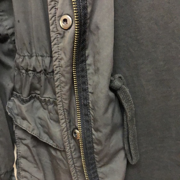 James Perse Cotton Blend Olive Green Gray Army Utility Jacket Hood 2 S 6 8 - Picture 9 of 11